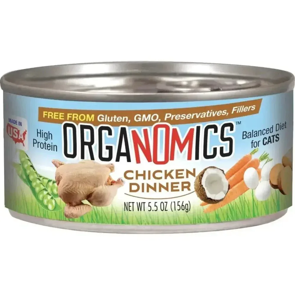 Evanger's Grain-Free Cat Food - OrgaNOMics Chicken Dinner Pate Wet Cat Food, 24/5.5oz