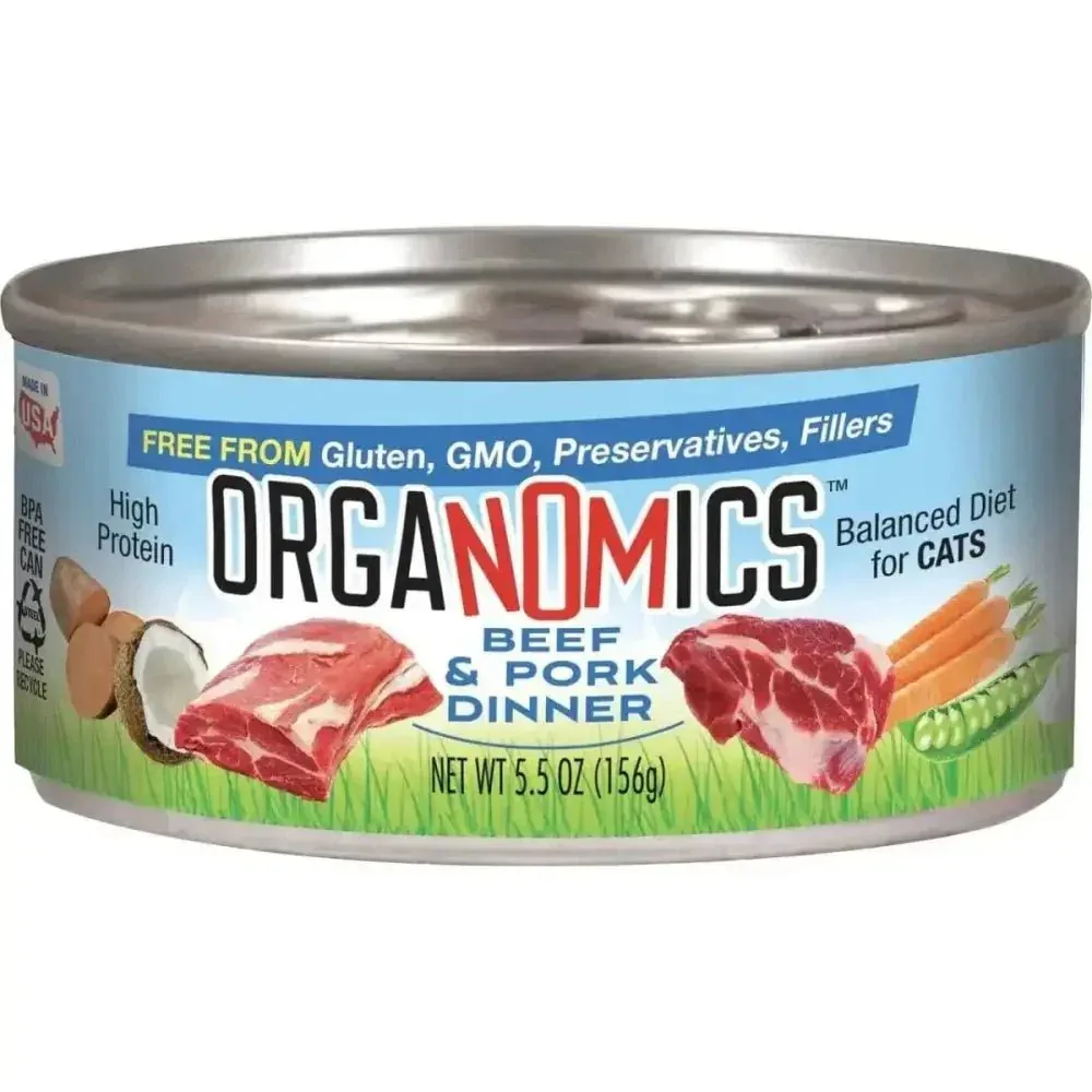 Evanger's Grain-Free Wet Cat Food - OrgaNOMics Beef & Pork Dinner Pate 24/5.5oz