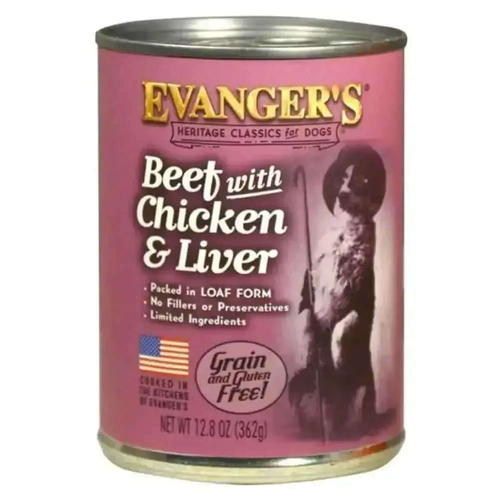 Evanger's Heritage Classic Beef Chicken & Liver Canned Dog Food 12ea/12.8 oz