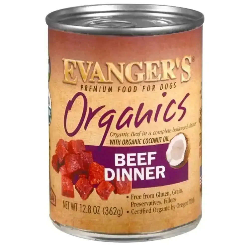 Evanger's Organics Beef Dinner Canned Dog Food - 12ea/12.8 oz Organic Beef Dog Food