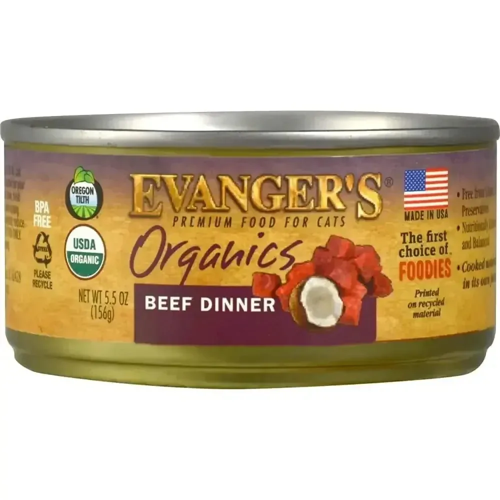 Evanger's Organics Beef Dinner Grain-Free Canned Cat Food