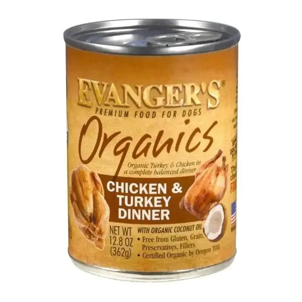 Evanger's Organics Chicken & Turkey Canned Dog Food 12ea/12.8 oz