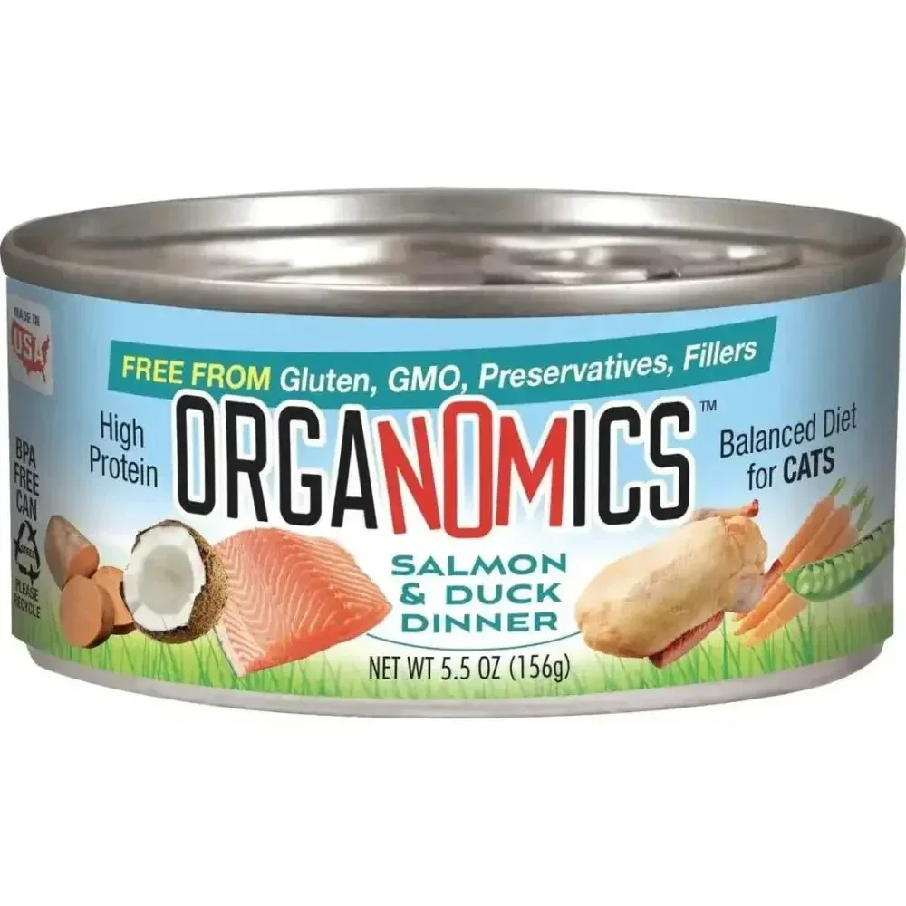 Evanger's OrgaNOMics Salmon & Duck Grain-Free Pate Wet Cat Food – 24/5.5oz