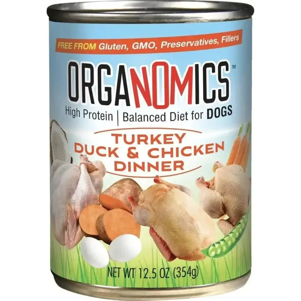 Evanger's OrgaNOMics Turkey, Duck & Chicken Wet Dog Food – 12/12.5oz