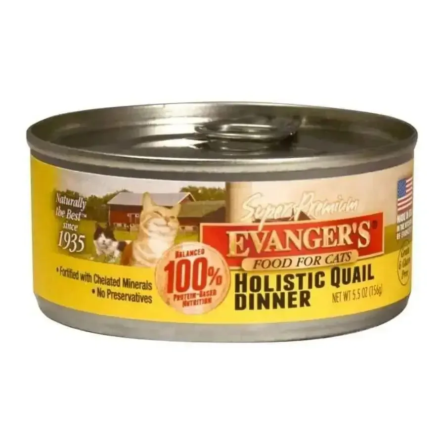Evanger's Super Premium Holistic Quail Dinner Canned Cat Wet Food 24ea/5.5 oz