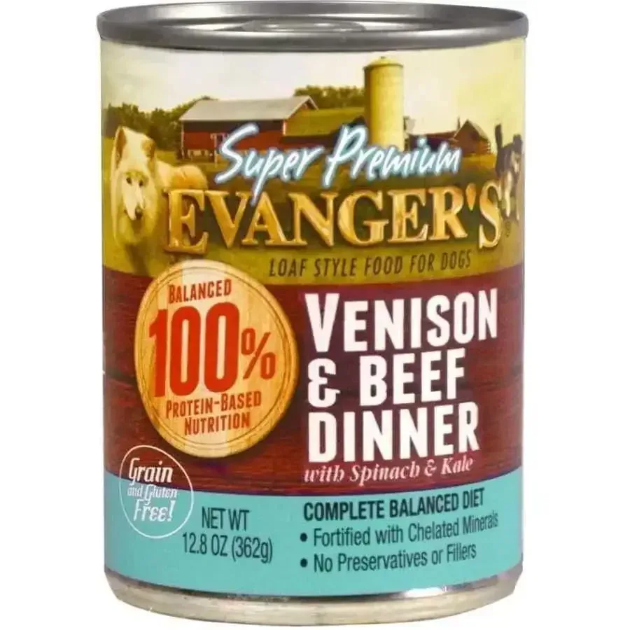 Evanger's Super Premium Limited Ingredient Venison/Beef Dinner Dogs Food 12/12.8oz