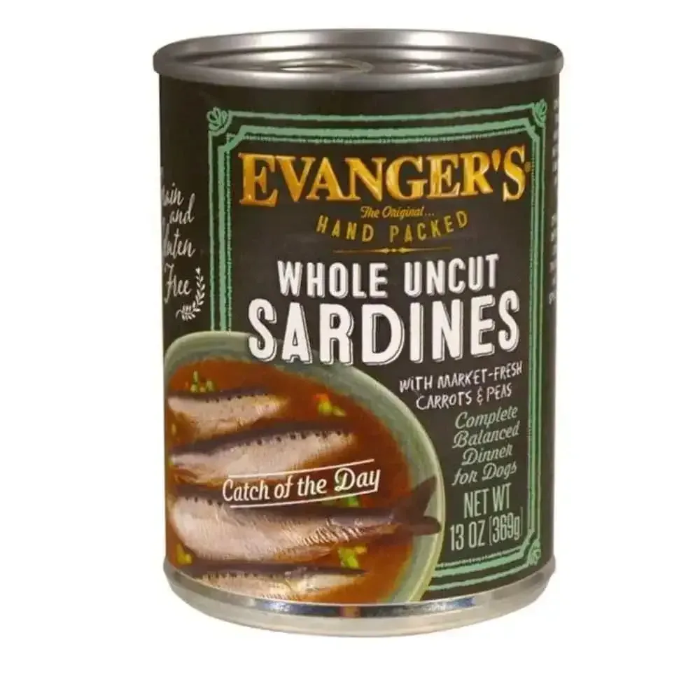 Evanger's Whole Sardines Wet Dog Food – Hand Packed, Case of 12