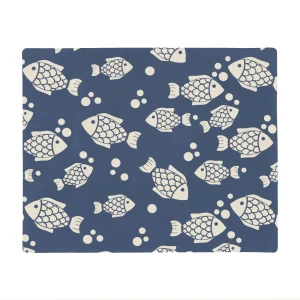 ExquisiCat® Blue Fish Design Microfiber Large Cat Litter Mat, 25" x 31"