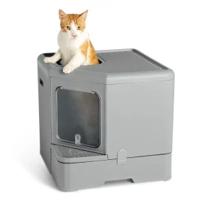 ExquisiCat® Dual Entry X-Large Hooded Cat Litter Box, Gray