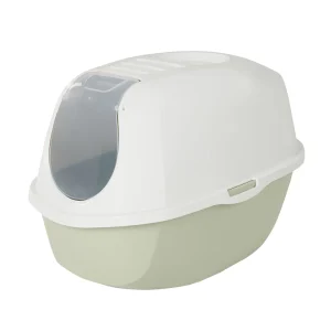 ExquisiCat® Flip Top Hooded Cat Litter Box with Door, Sage/White