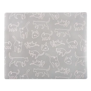 ExquisiCat® Gray Cat Design Microfiber Cat Litter Mat