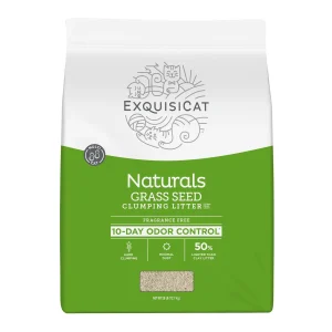 ExquisiCat Litter Clumping Multi-Cat Grass Seed Cat Litter - Unscented, Low Dust, Natural