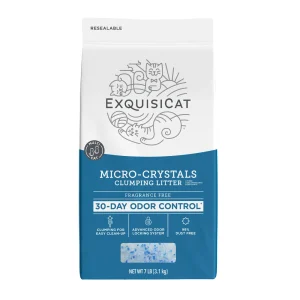 ExquisiCat Litter Micro Crystals Clumping Multi-Cat Silica Cat Litter - Unscented, Low Dust