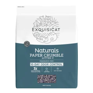 ExquisiCat Litter Multi-Cat Paper Crumbles Cat Litter - Unscented, Low Dust, Natural