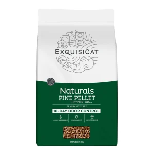 ExquisiCat Litter Multi-Cat Pine Pellet Cat Litter - Unscented, Low Dust, Low Tracking, Natural