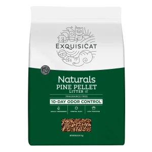 ExquisiCat Litter Multi-Cat Pine Pellet Cat Litter - Unscented, Low Dust, Low Tracking, Natural