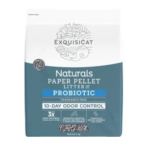 ExquisiCat Naturals Multi-Cat Probiotic Paper Pellet Cat Litter - Unscented, Natural