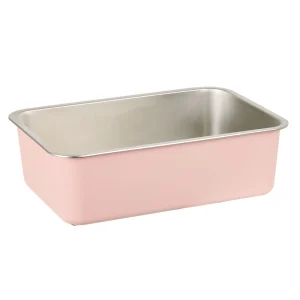 ExquisiCat® Stainless Steel Open Pan Litter Box, Durable & Easy to Clean, Pink