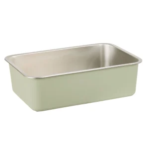 ExquisiCat® Stainless Steel Open Pan Litter Box, Durable & Easy to Clean, Sage