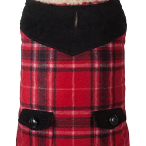 FAB DOG | Wool Plaid Shearling Jacket in Red (BIG DOG SALE)