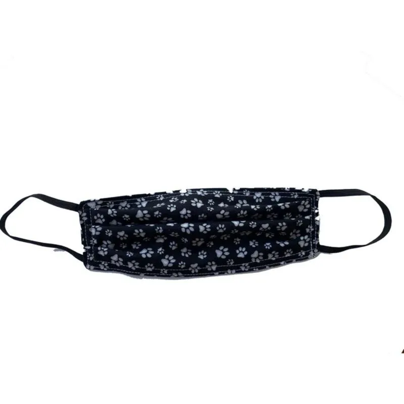 Fabric Face Mask Dog Pattern 4 Count Black