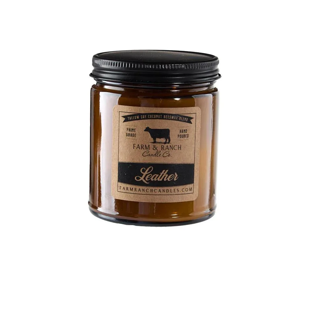 Farm & Ranch Candle Co 7oz Leather Candle