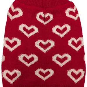 Fashion Pet All Over Hearts Dog Sweater Red