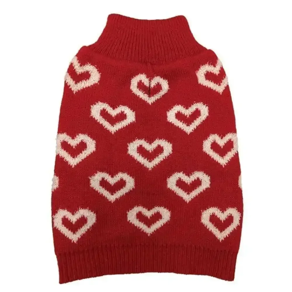 Fashion Pet Allover Hearts Dog Sweater Red
