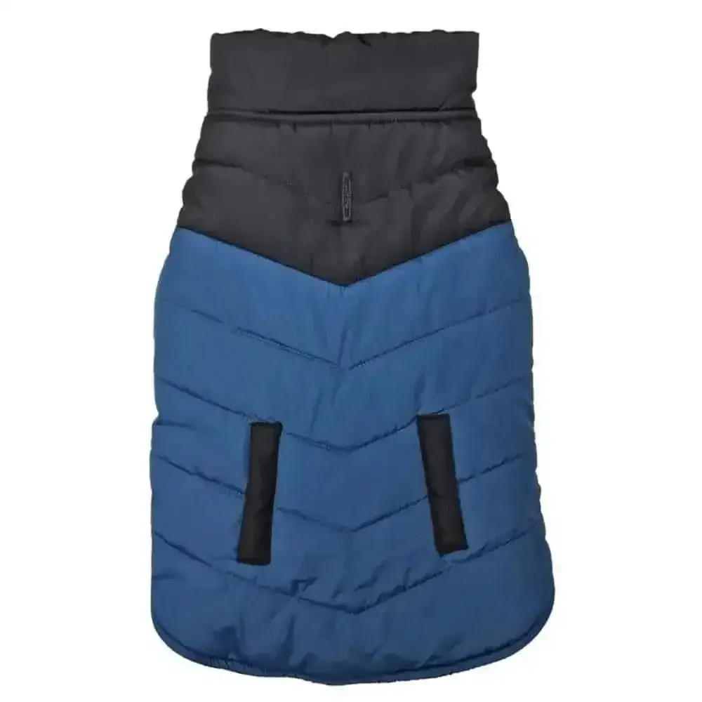 Fashion Pet Color Block Puffer Jacket Reversible Blue