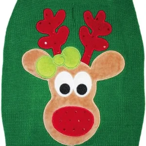 Fashion Pet Green Reindeer Dog Sweater