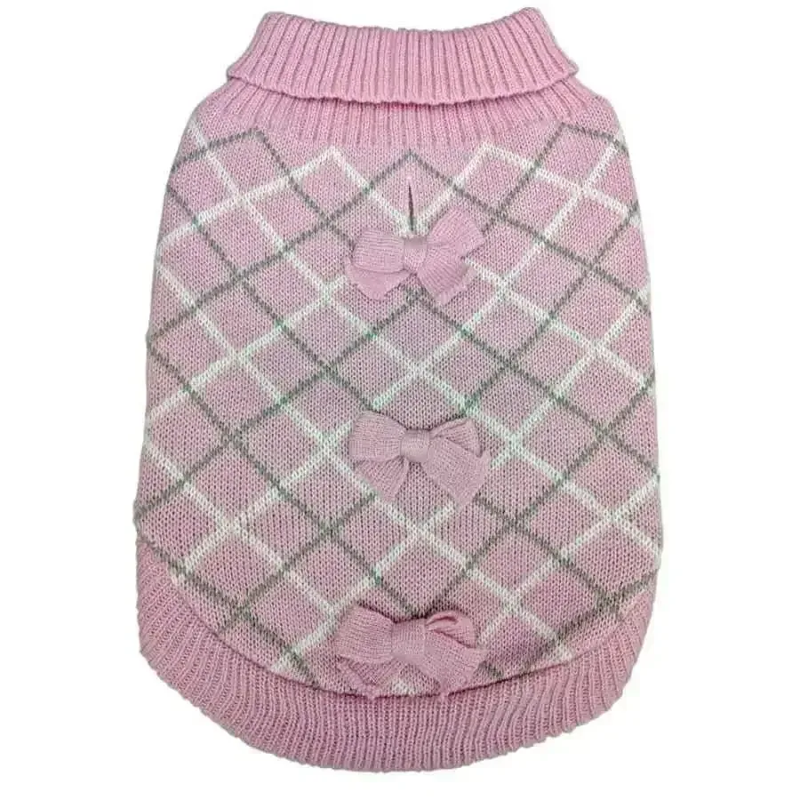 Fashion Pet Pretty In Plaid Dog Sweater Pink