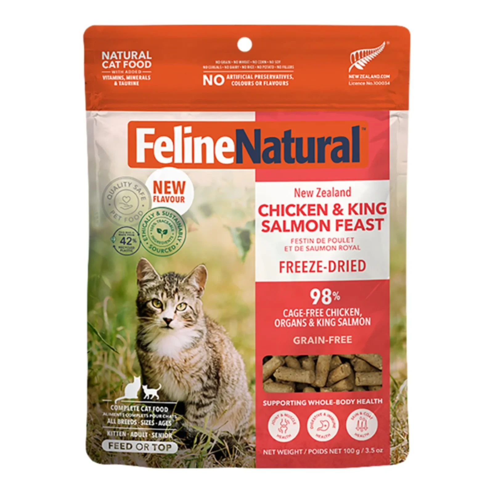 Feline Natural Cat Freeze-Dried Grain-Free New Zealand Chicken & King Salmon Feast, 3.5 oz