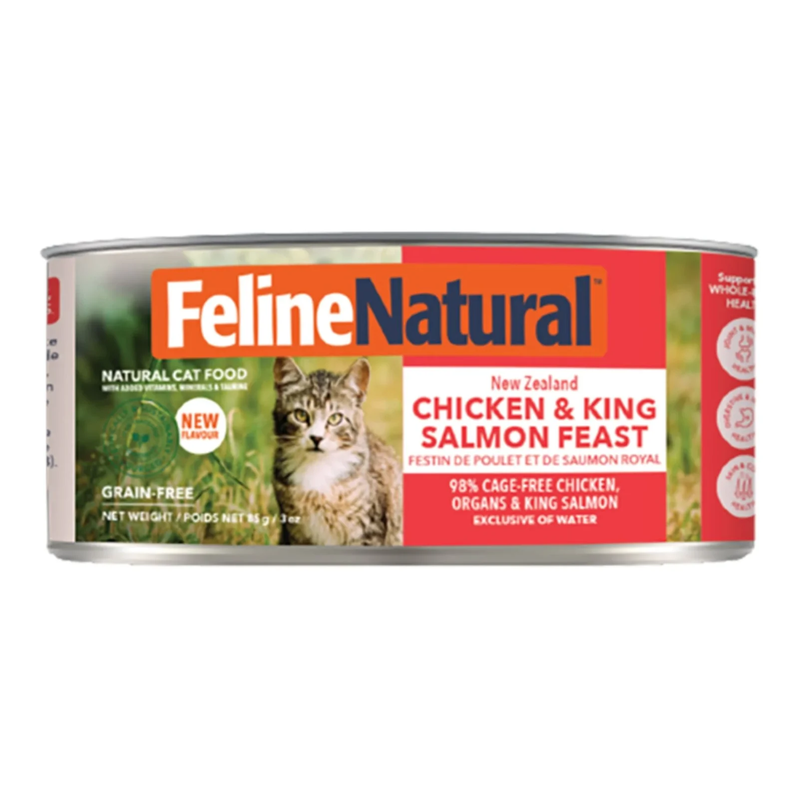 Feline Natural Cat Grain-Free Canned New Zealand Chicken & King Salmon Feast, 3 oz each, Case of 24