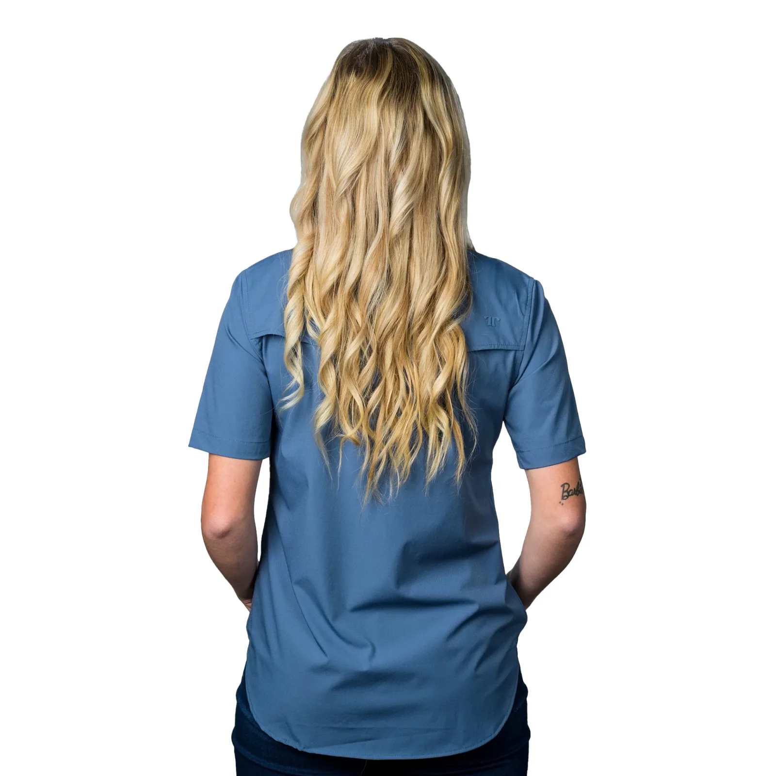 Ferrell Brands Inc Womens Blue Vented Pearl Snap Shirt - Image 2