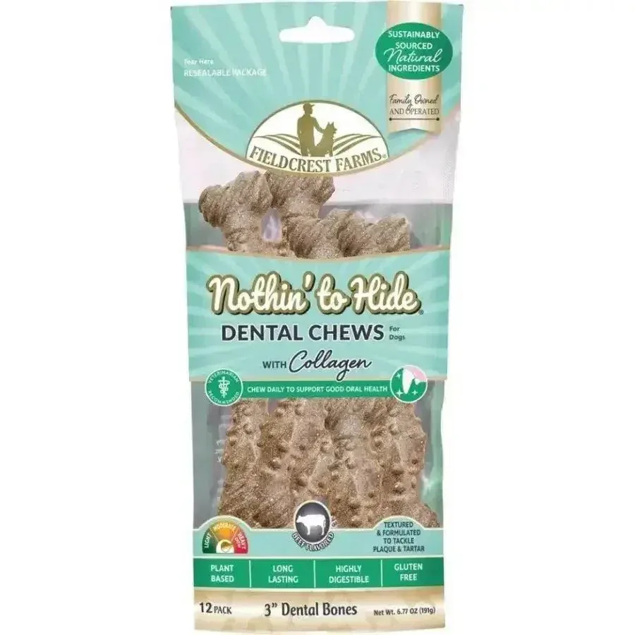 Fieldcrest Farms Nothin' to Hide Beef Flavor Dental Bone Collagen Dog Chew