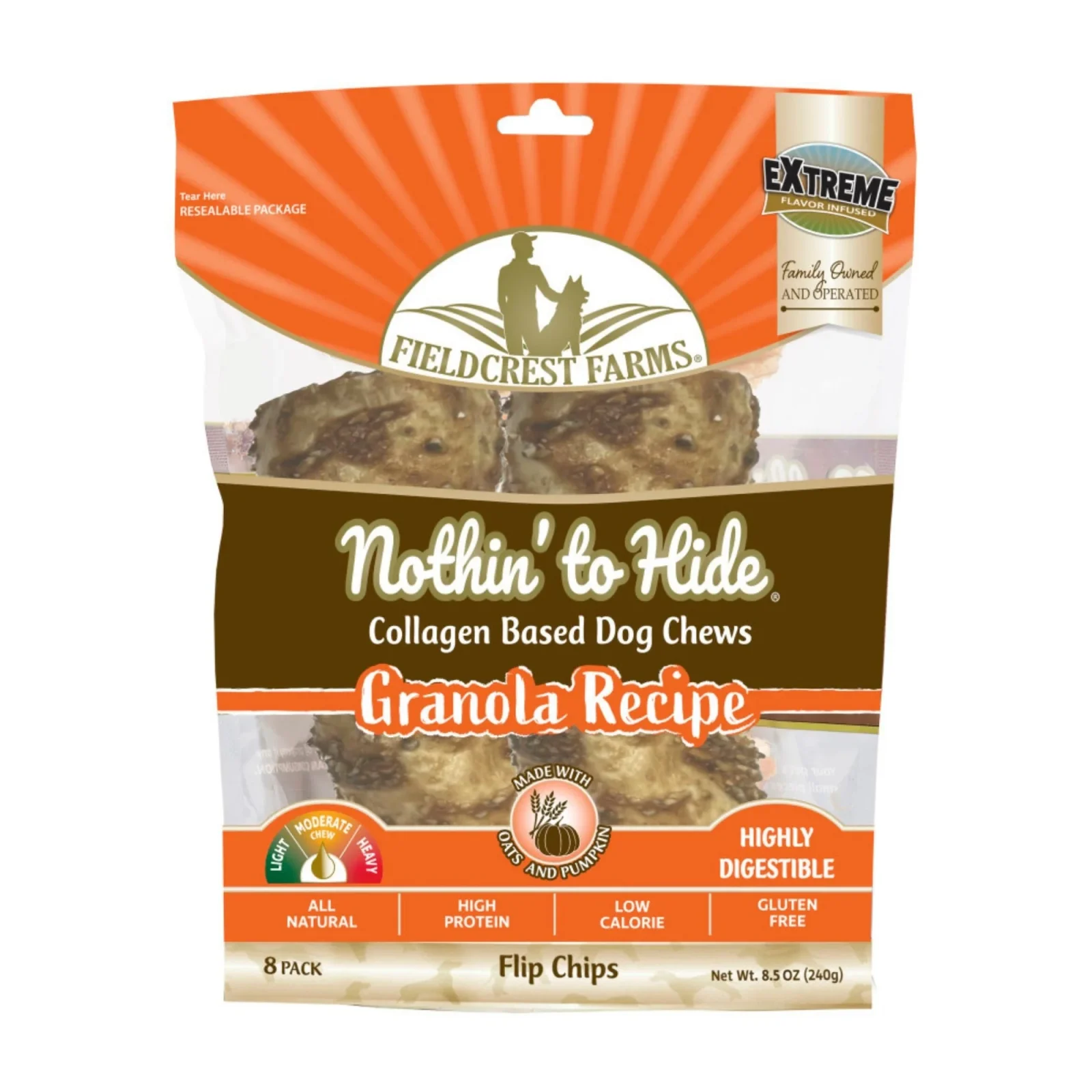Fieldcrest Farms Nothin' To Hide Flip Chips Granola Dog Treat 8pk