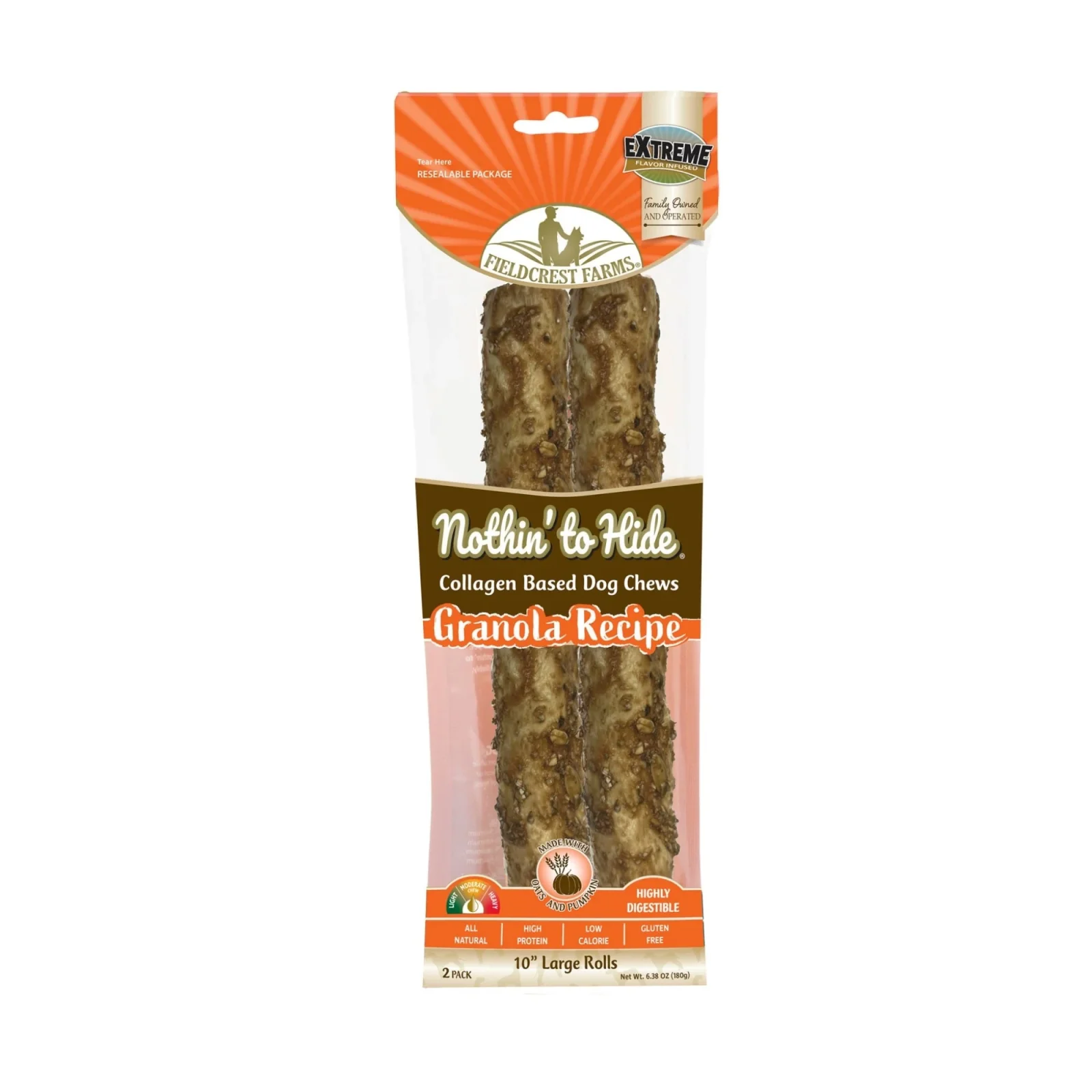 Fieldcrest Farms Nothin' To Hide Granola Roll Dog Treat Large 2pk/10in