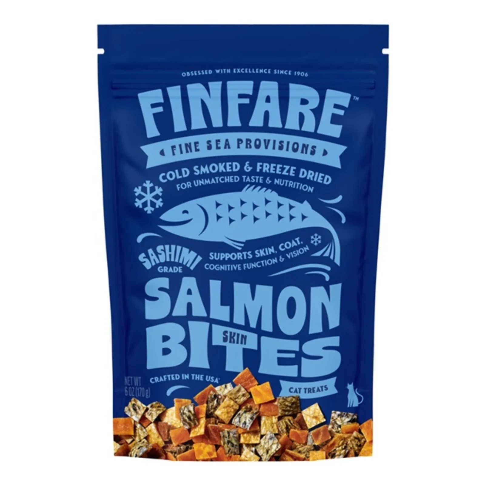 Finfare Cat, 6 oz Freeze-dried Smoked Salmon Skin Bites