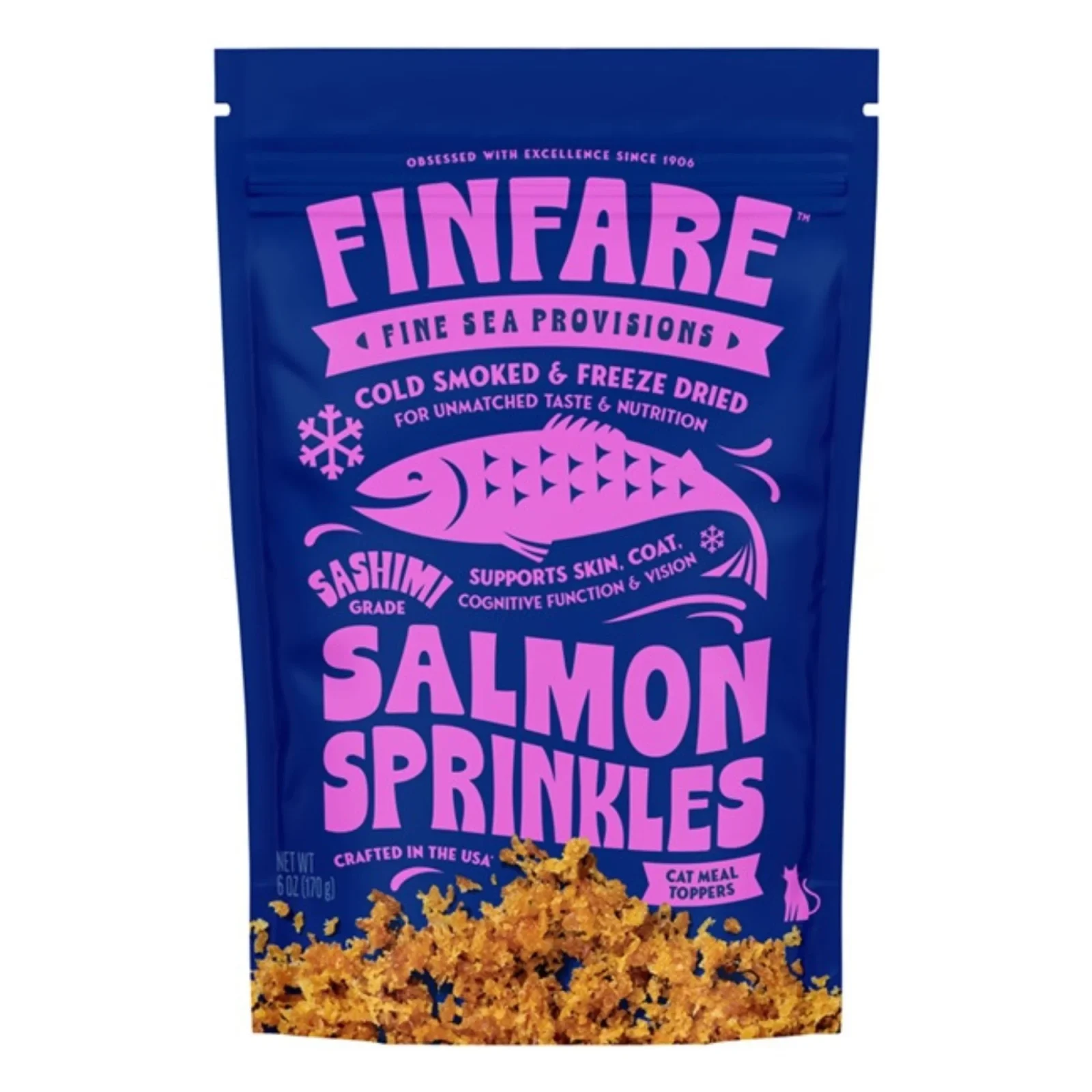 Finfare Cat, 6 oz Freeze-dried Smoked Salmon Sprinkles Topper