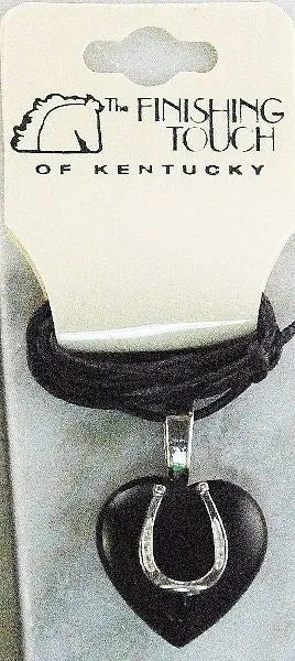 Finishing Touch Heart Hrsshoe Necklace Blk Onyx