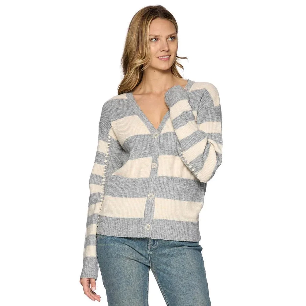 Flag & Anthem Women's GreyCream Ansley Stripe Cardigan
