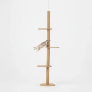 Floor-to-Ceiling Cat Tree Cat Climbing Tower with Sisal-Covered Scratching Posts Natural Cat Tree Activity