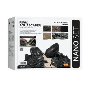 Fluval Aquascaper Natural Rock & Sand Décor Set, Nano, 24 lb / 11 kg, Black Basalt Canyon