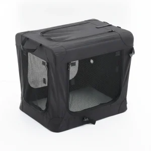 Foldable Dog Cage, Portable Travel Dog Cage With Three-door Mesh Windows--24IN.black