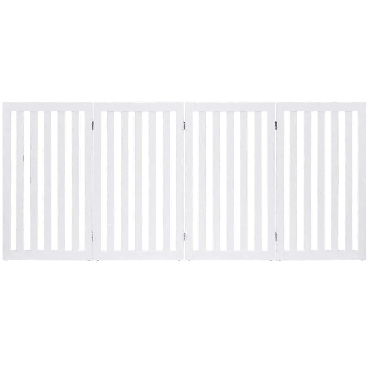 Folding 4-Panel Dog Gate Pet Fence in White Wood Finish