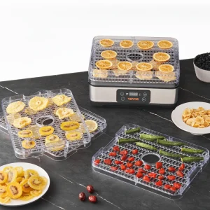 Food Dehydrator Machine, 5-Tray Fruit Dehydrator, 300W Electric Food Dryer Digital Adjustable Timer &