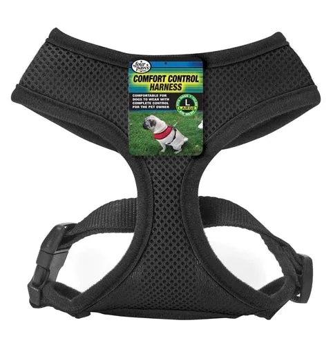 Four Paws Comfort Control Harness For Dogs Black, 1ea/Large 1 ct