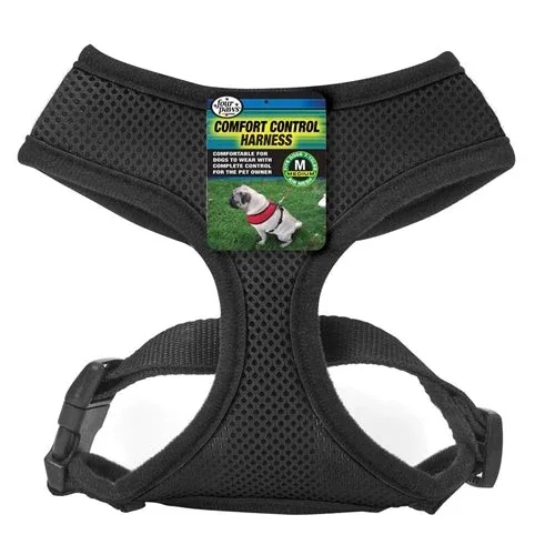 Four Paws Comfort Control Harness For Dogs Black, 1ea/Medium 1 ct