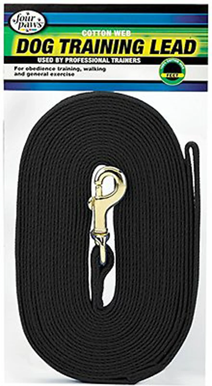Four Paws Cotton Web Dog Lead Black, 1ea/30 Foot
