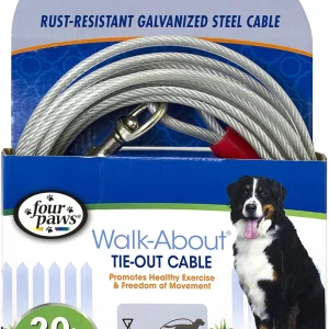 Four Paws Dog Super Tie Out Cable Silver, 1ea/20 Foot